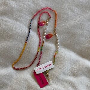Betsey Johnson Multicolor Beaded Necklace with Pink Shells